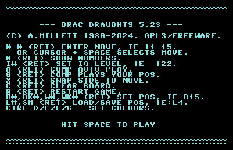 ORAC Draughts Title Screenshot