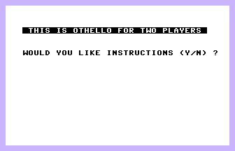 Othello For Two Players Title Screenshot