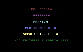 Phantom (C16/MSX 3) Title Screenshot