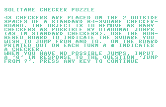 Solitaire Checker Puzzle Title Screenshot