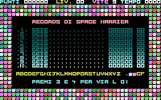 Space Harrier (C16/MSX 20) Title Screenshot