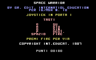Space Warrior (C16/MSX 10) Title Screenshot