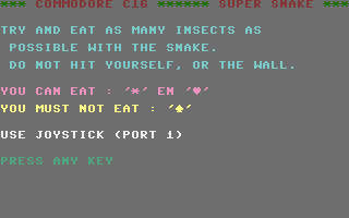 Super Snake Title Screenshot