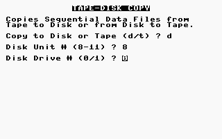 Tape-Disk Copy Screenshot