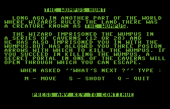 The Wumpus Hunt Title Screenshot