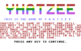 Yhatzee Title Screenshot